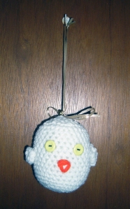Crochet chickadee ornament 