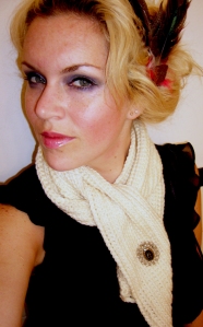 Crochet cream scarf 